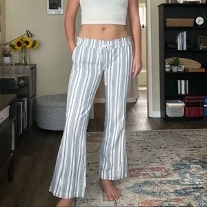 ROXY Oceanside flared pants blue and white striped